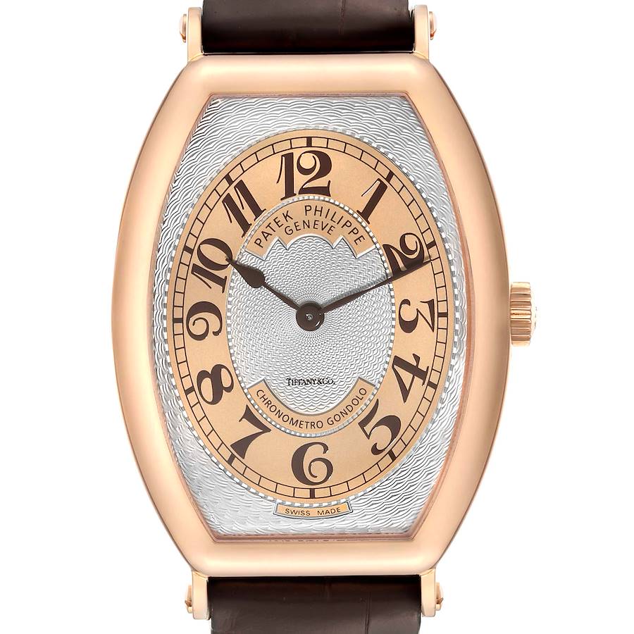 Patek Philippe Gondolo Rose Gold Tiffany Dial Brown Strap Mens Watch 5098R SwissWatchExpo