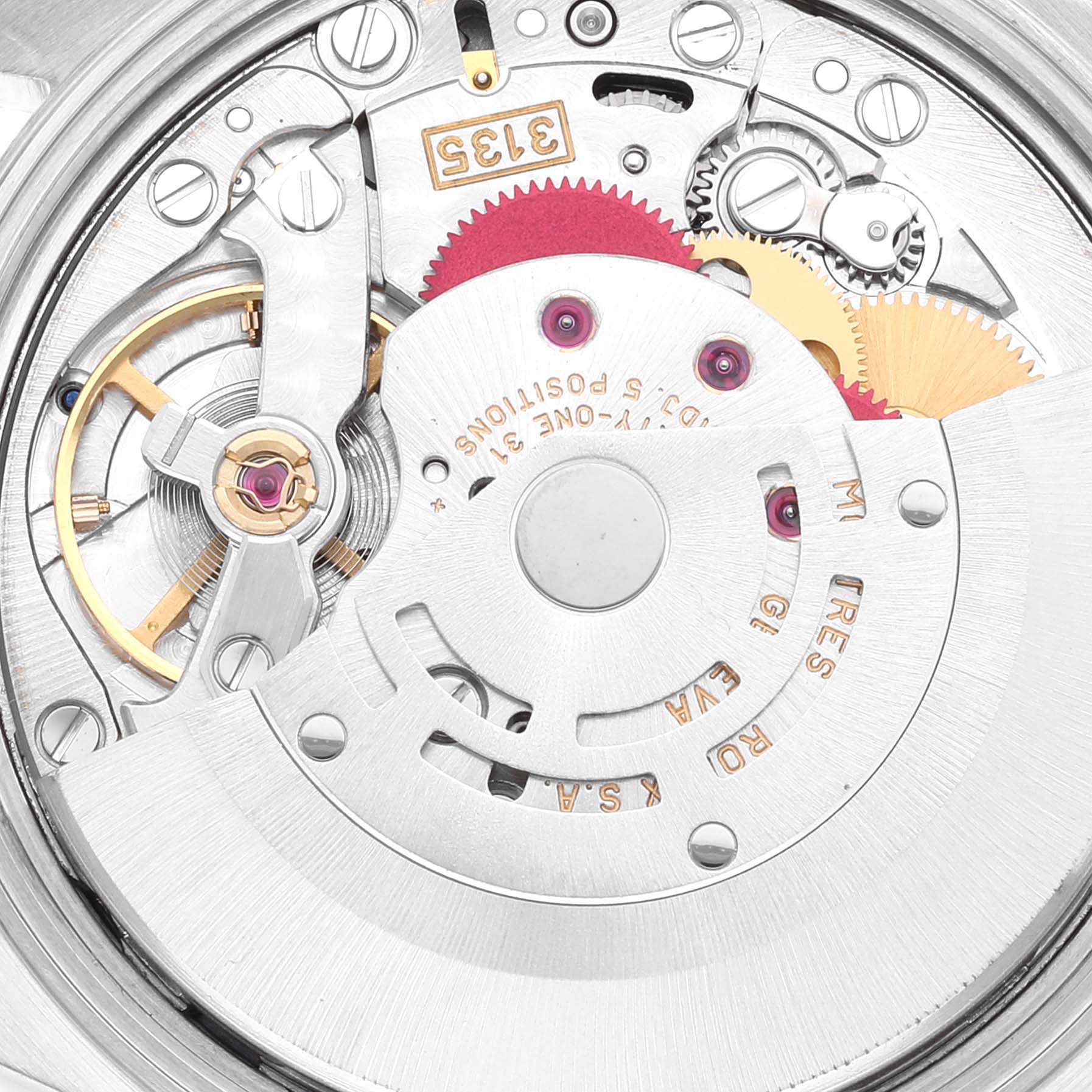 This image shows a close-up angle of the internal mechanical movement parts of a Rolex Date 15200 Men's Stainless Steel Black Dial 15200 Men's Stainless Steel Black Dial model watch.