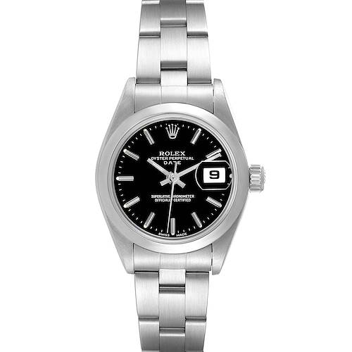 Photo of Rolex Date Black Dial Smooth Bezel Steel Ladies Watch 79160