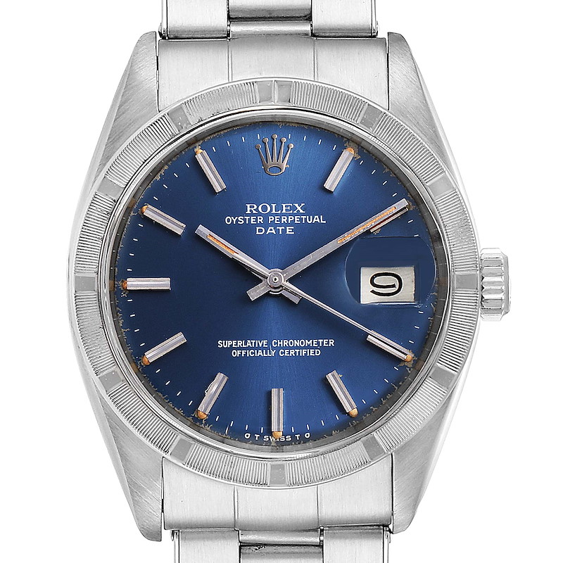 Rolex Date Blue Sigma Dial Vintage Steel Mens Watch 1501 SwissWatchExpo