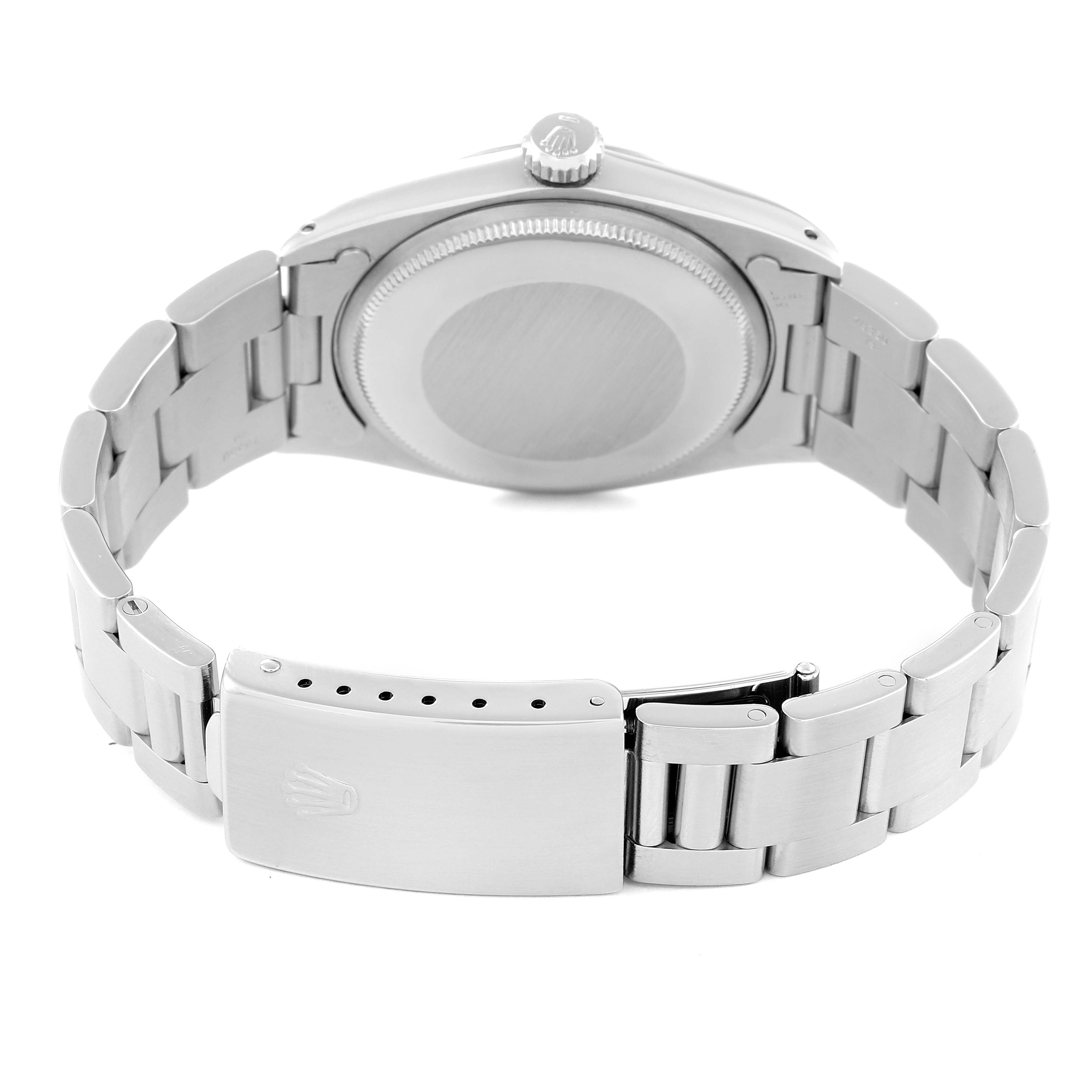 This image shows the backside and clasp of the Rolex Vintage Collection 1500 Men's Stainless Steel Silver Dial 1500 Men's Stainless Steel Silver Dial watch.