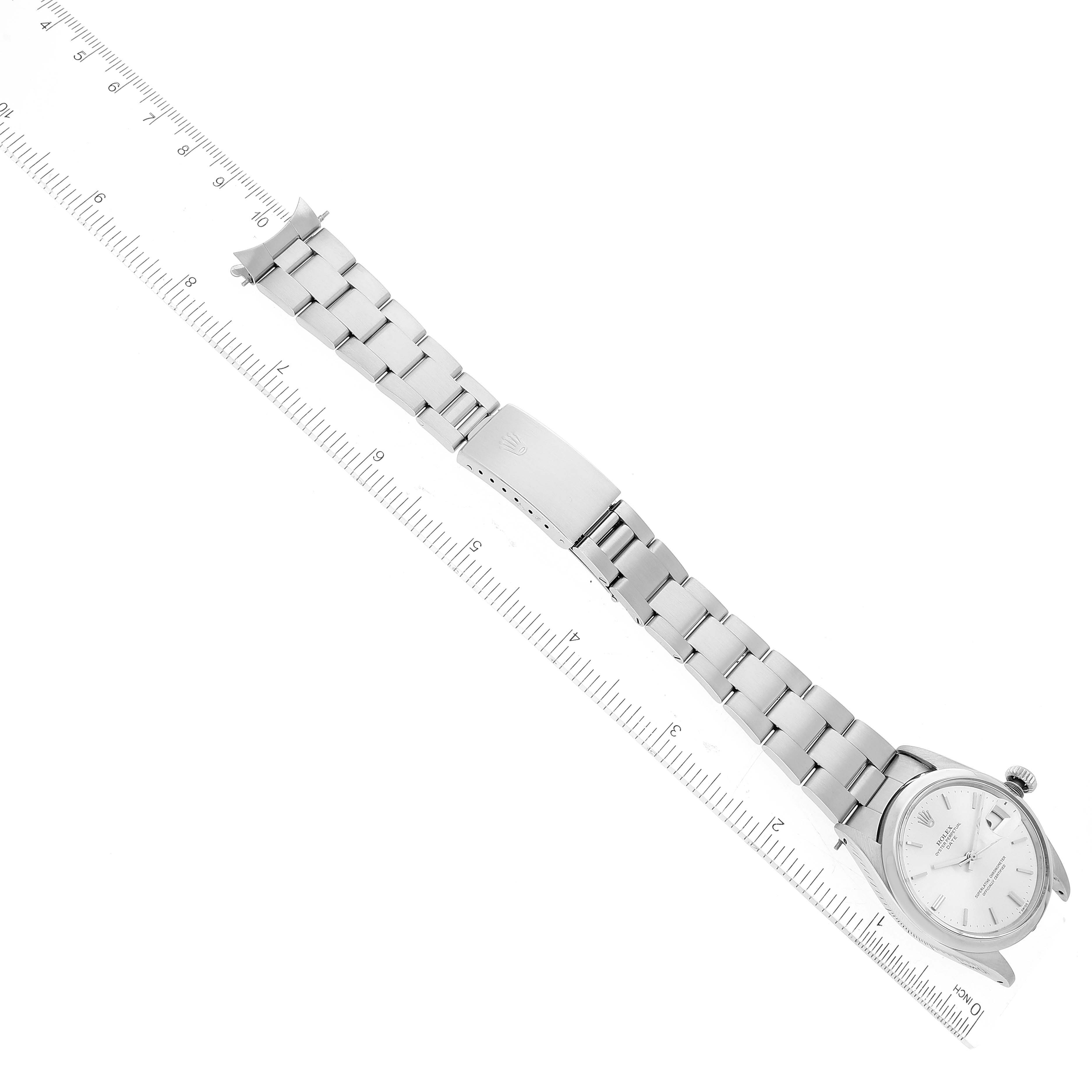 The image shows a Rolex Vintage Collection 1500 Men's Stainless Steel Silver Dial 1500 Men's Stainless Steel Silver Dial watch at a diagonal angle, displaying the bracelet and clasp in full.