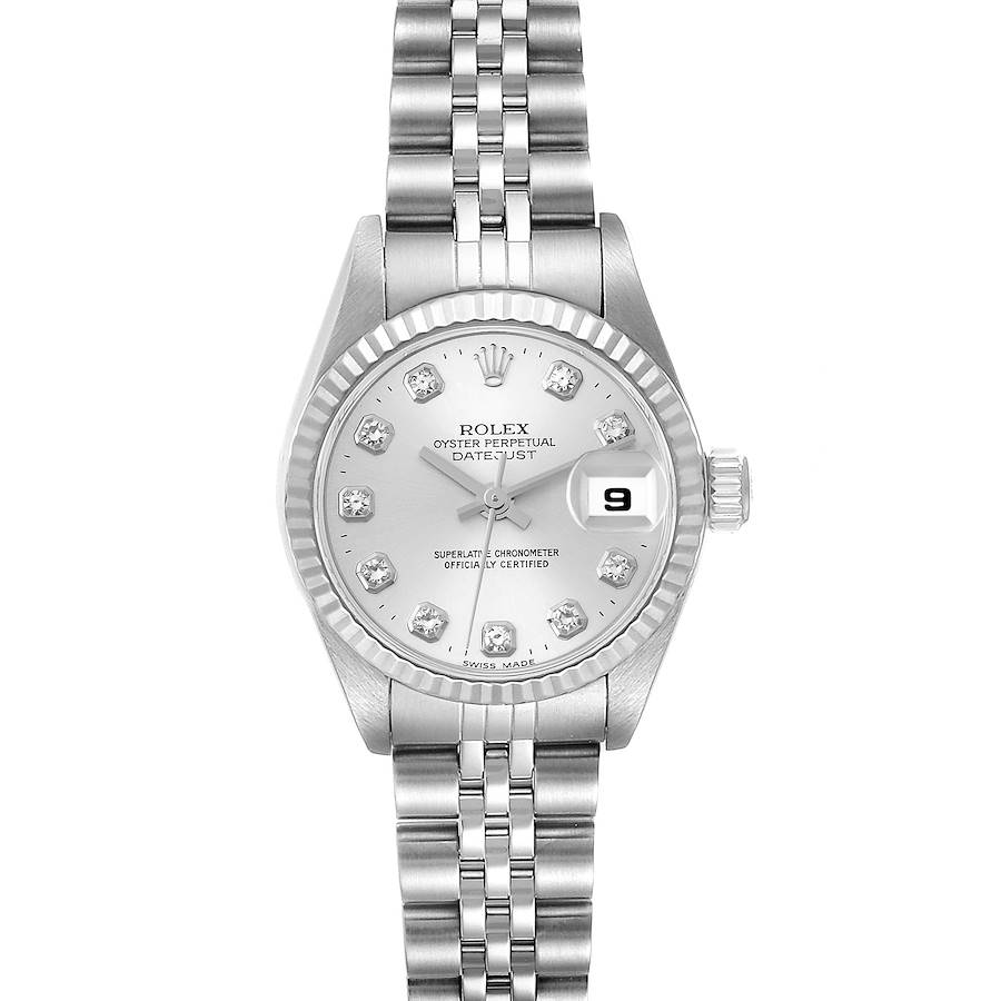 Rolex Datejust 26mm Steel Silver Diamond Dial Ladies Watch 79174 SwissWatchExpo