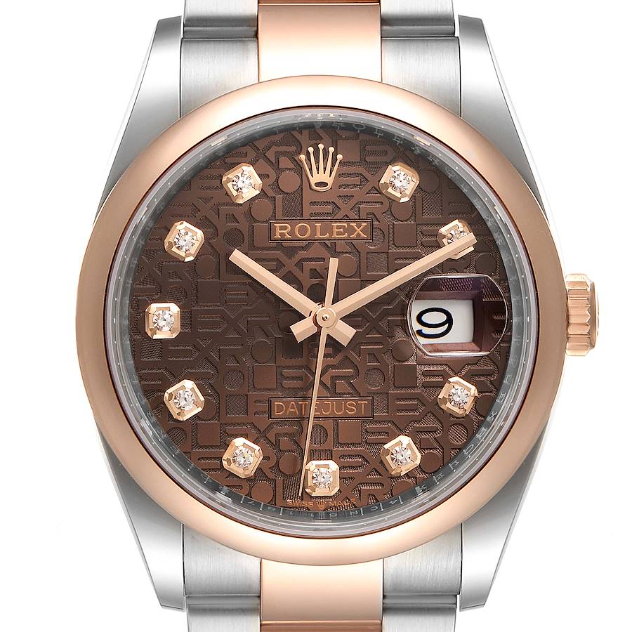Rolex Datejust 36 Steel EveRose Gold Diamond Mens Watch 126201 Box Card SwissWatchExpo