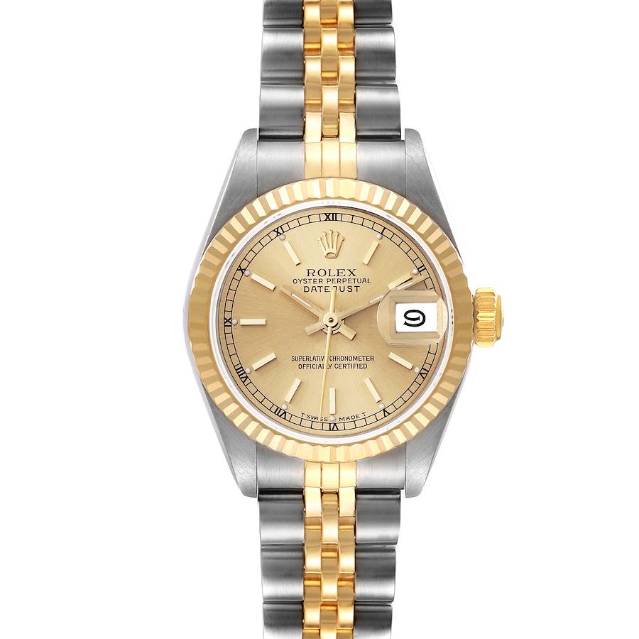 Rolex Datejust Champagne Steel Yellow Gold Ladies Watch 69173 Box Papers SwissWatchExpo