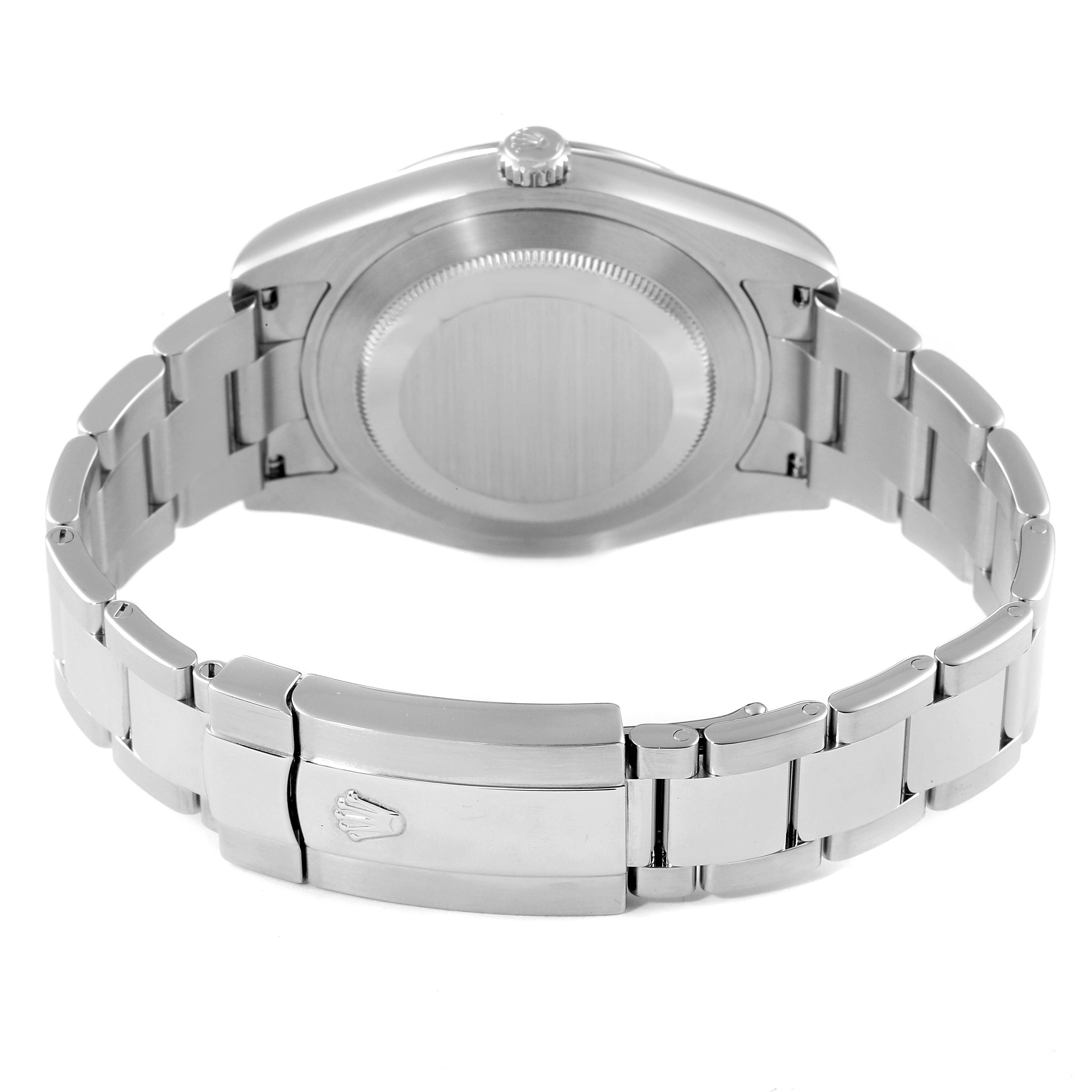 The image displays the back and clasp of the Rolex Datejust 41 116334 Men
s Stainless Steel Grey Dial 116334 Men
s Stainless Steel Grey Dial watch from a rear angle.