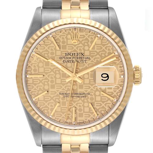 Photo of Rolex Datejust Steel Yellow Gold Champagne Anniversary Dial Mens Watch 16233