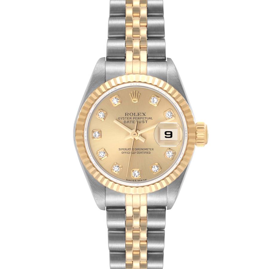 Rolex Datejust Steel Yellow Gold Champagne Diamond Dial Ladies Watch 79173 SwissWatchExpo