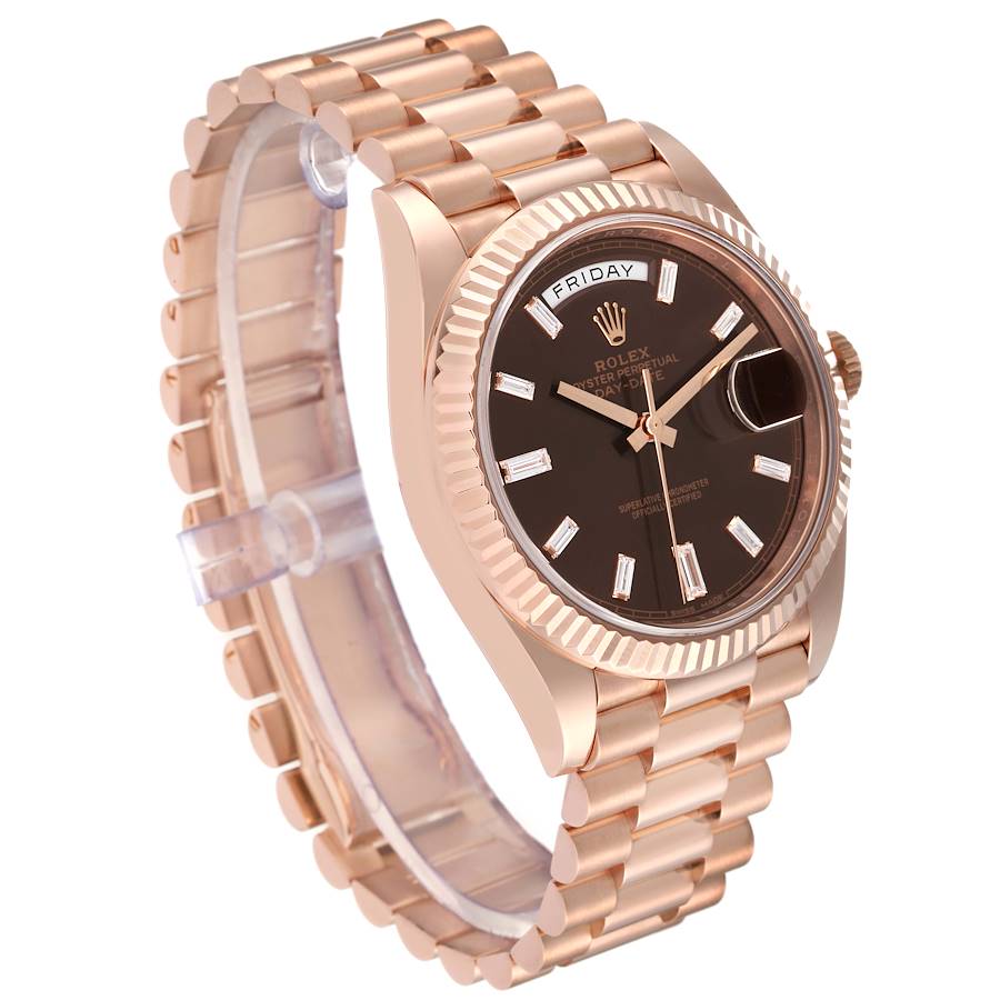 Rolex Day Date 40 President Rose Gold Chocolate Dial Watch 228235