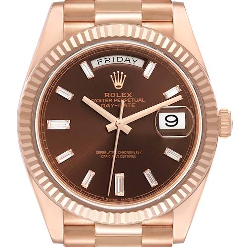 Photo of Rolex Day-Date 40 President Rose Gold Chocolate Dial Watch 228235 Box Card