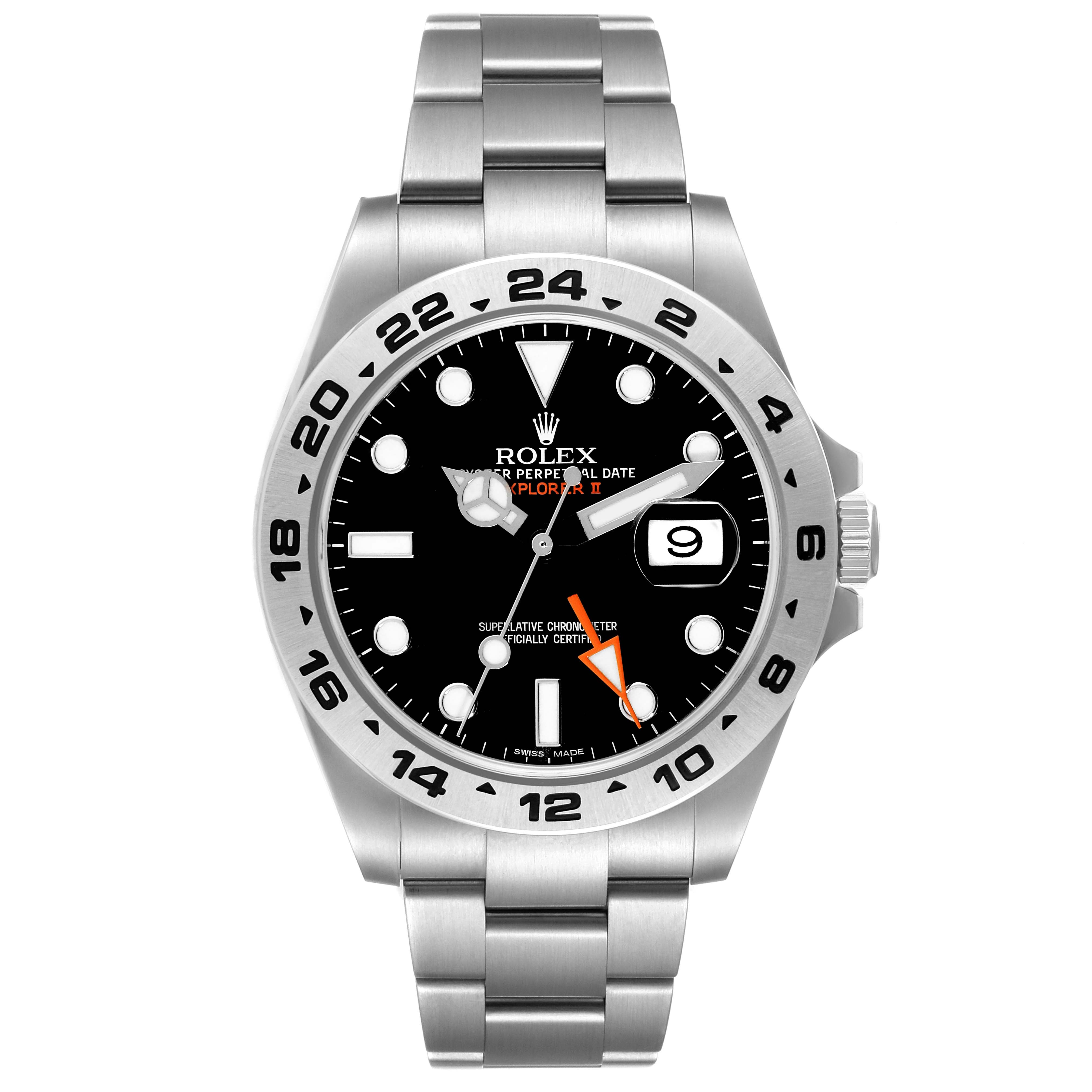 The image shows a front view of the Rolex Explorer 216570 Men's Stainless Steel Black Dial 216570 Men's Stainless Steel Black Dial watch, displaying the dial, bezel, hands, and bracelet.