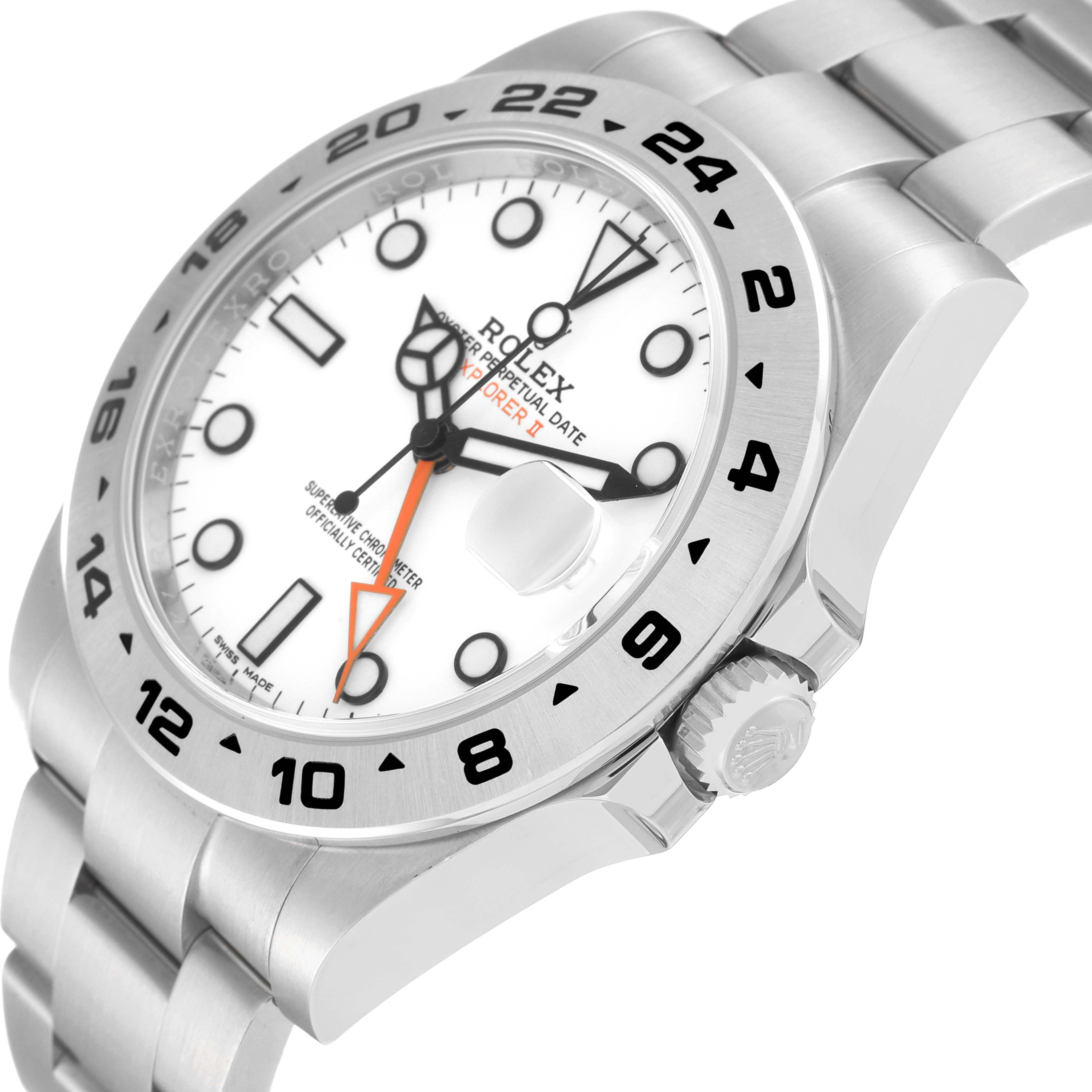 The Rolex Explorer 216570 Men
s Stainless Steel White Dial 216570 Men
s Stainless Steel White Dial watch is shown at an angle displaying the dial, bezel, crown, and bracelet.