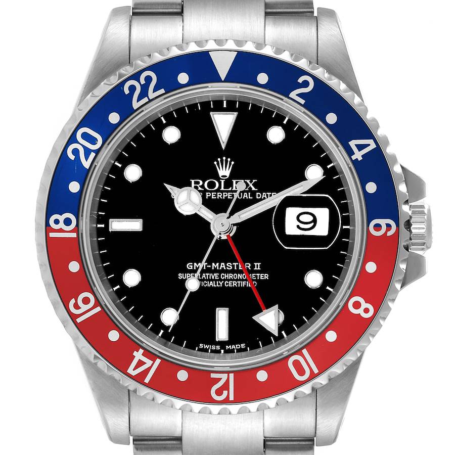 Rolex GMT Master II Blue Red Pepsi Dial Mens Watch 16710 SwissWatchExpo