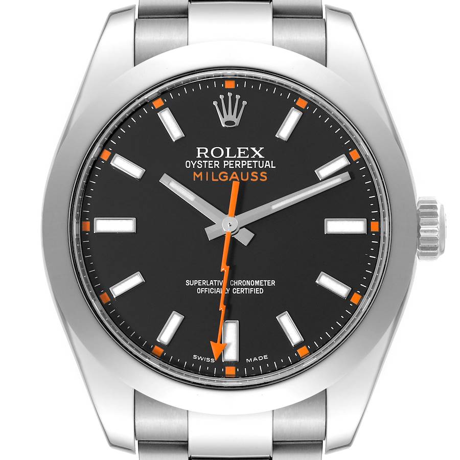 Rolex Milgauss Black Dial Steel Mens Watch 116400 Box Card SwissWatchExpo