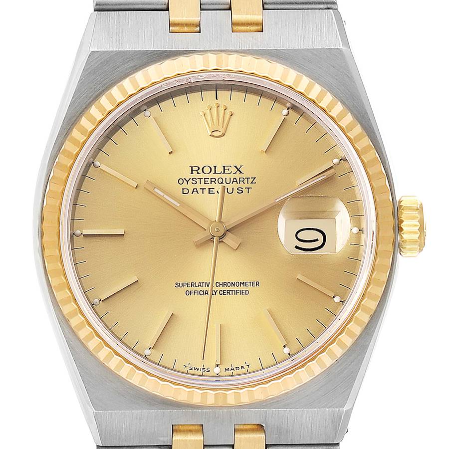 Rolex Oysterquartz Datejust Steel Yellow Gold Watch 17013 Box Service Card SwissWatchExpo