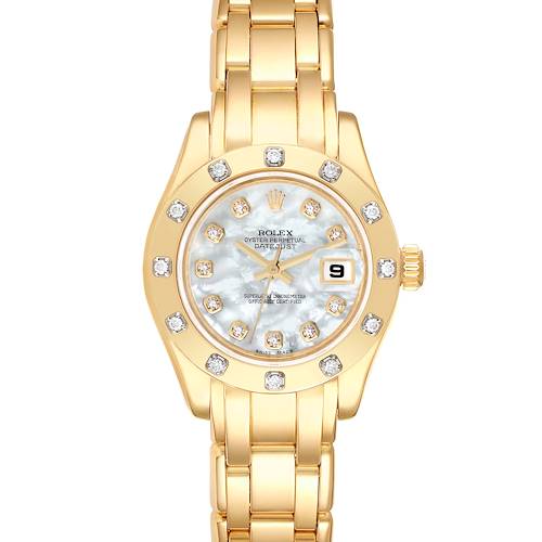 Photo of Rolex Pearlmaster 18K Yellow Gold Mother Of Pearl Diamond Ladies Watch 80318