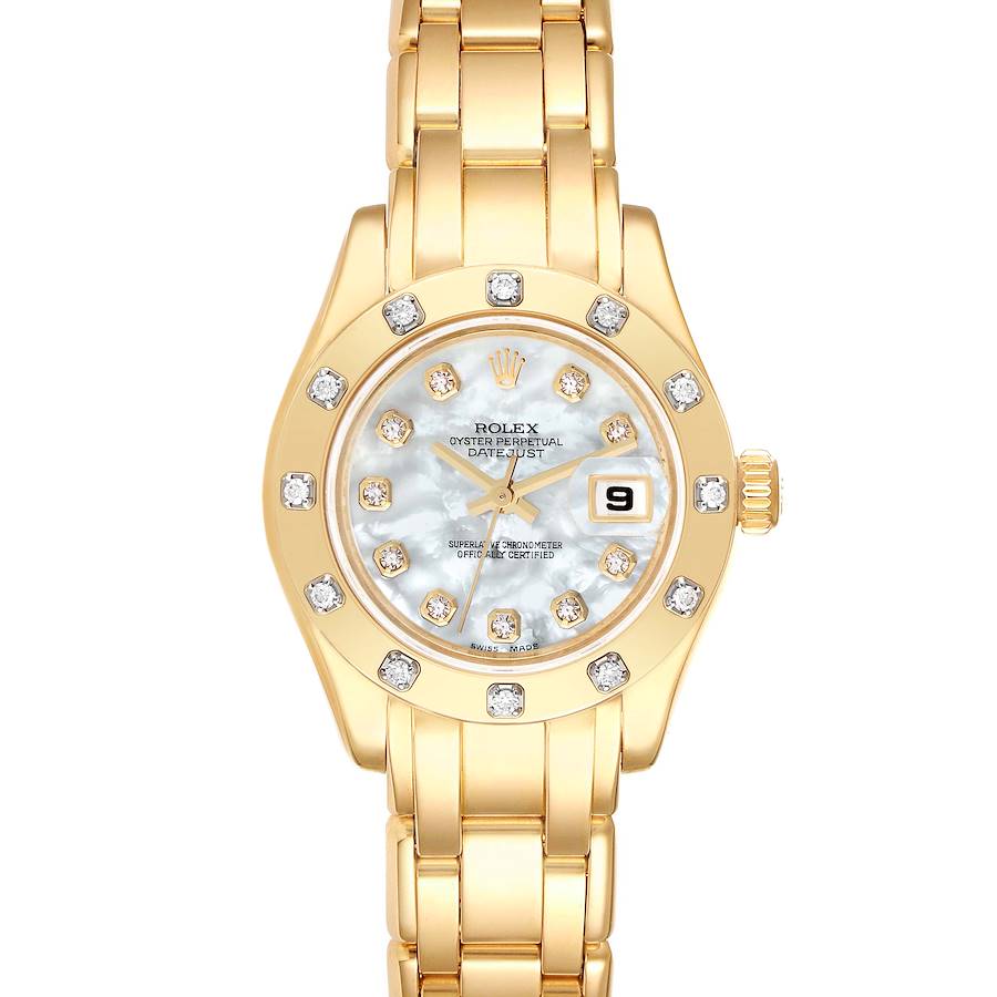 Rolex Pearlmaster 18K Yellow Gold Mother Of Pearl Diamond Ladies Watch 80318 SwissWatchExpo