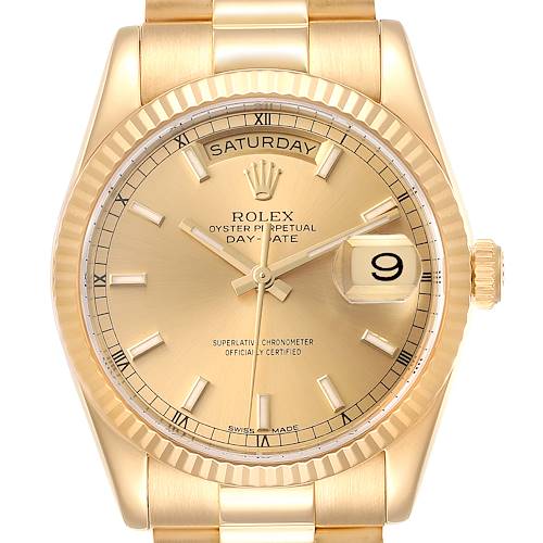 Photo of Rolex President Day Date 36mm Yellow Gold Mens Watch 118238 Box Card