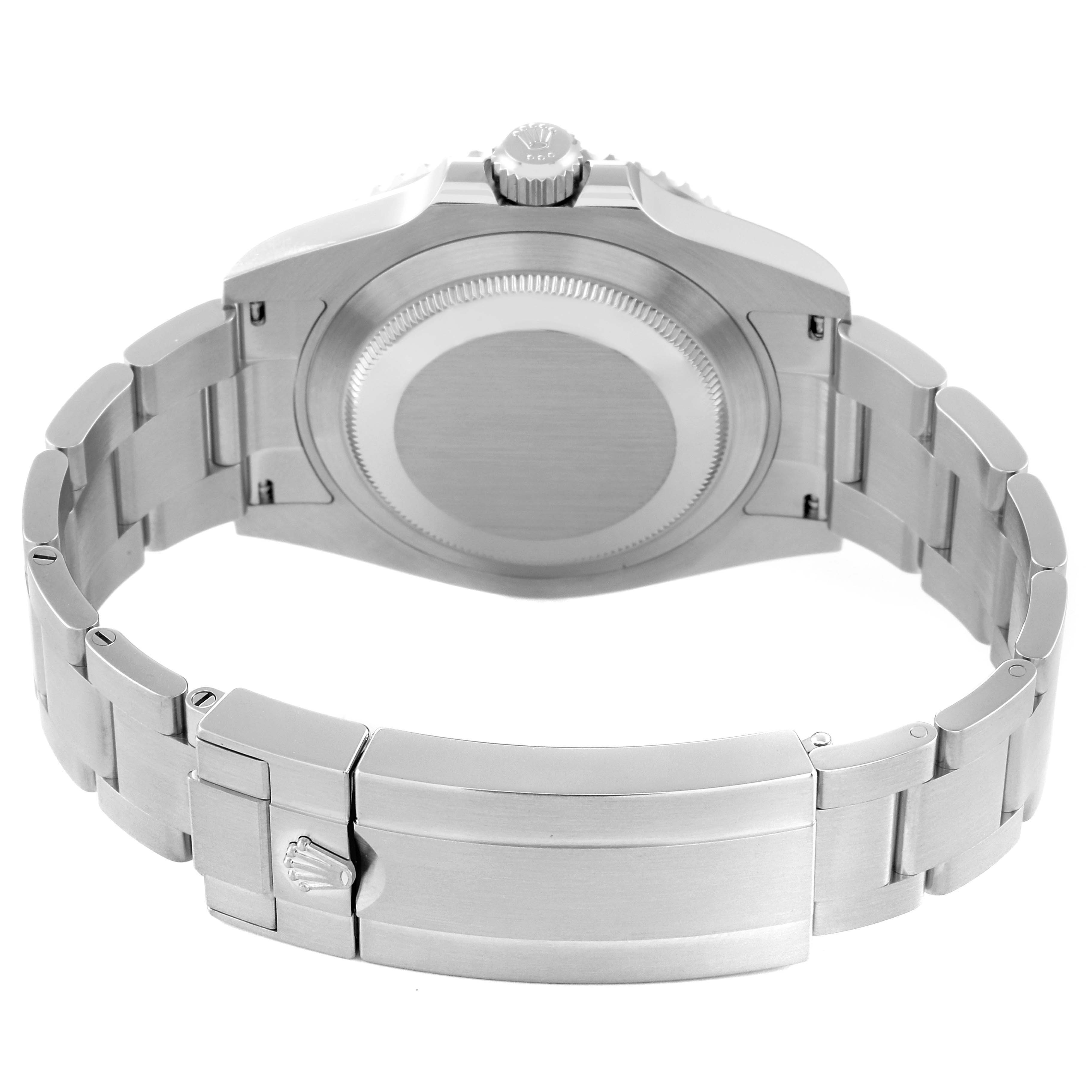 This image shows the back case and wristband of a Rolex Submariner 126610LV Men
s Stainless Steel Black Dial 126610LV Men
s Stainless Steel Black Dial watch from a rear angle.