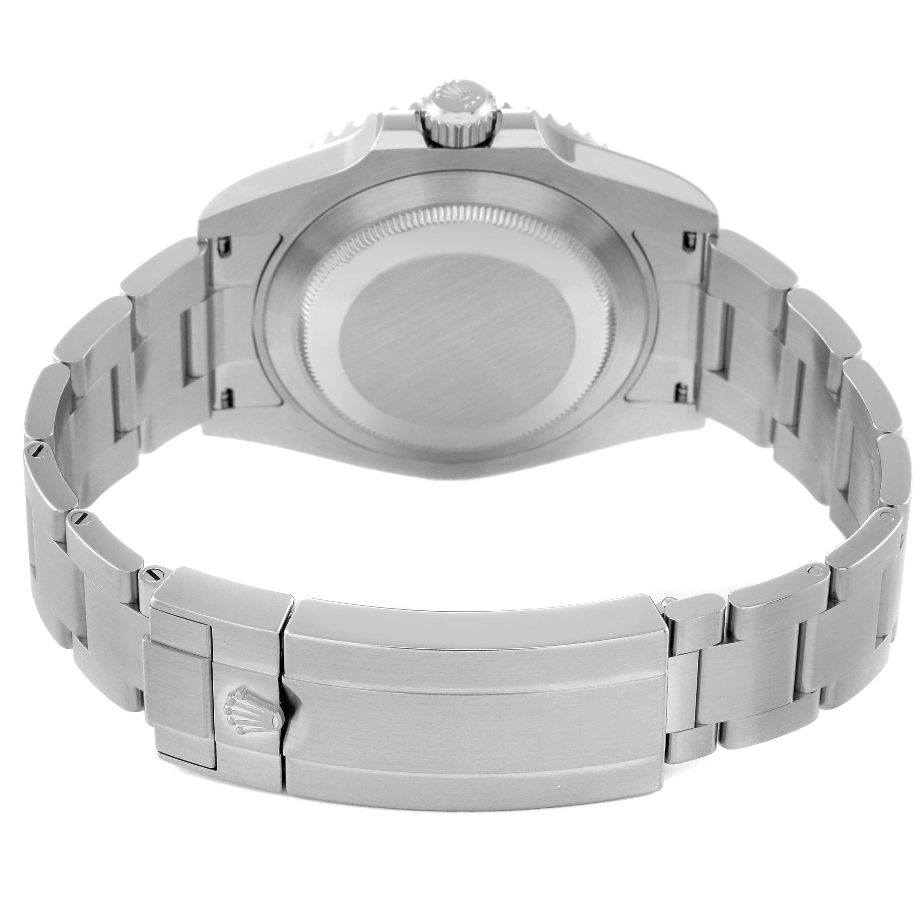 The image shows the back and clasp of a Rolex Submariner 124060 Men
s Stainless Steel Black Dial 124060 Men
s Stainless Steel Black Dial watch from a rear angle.