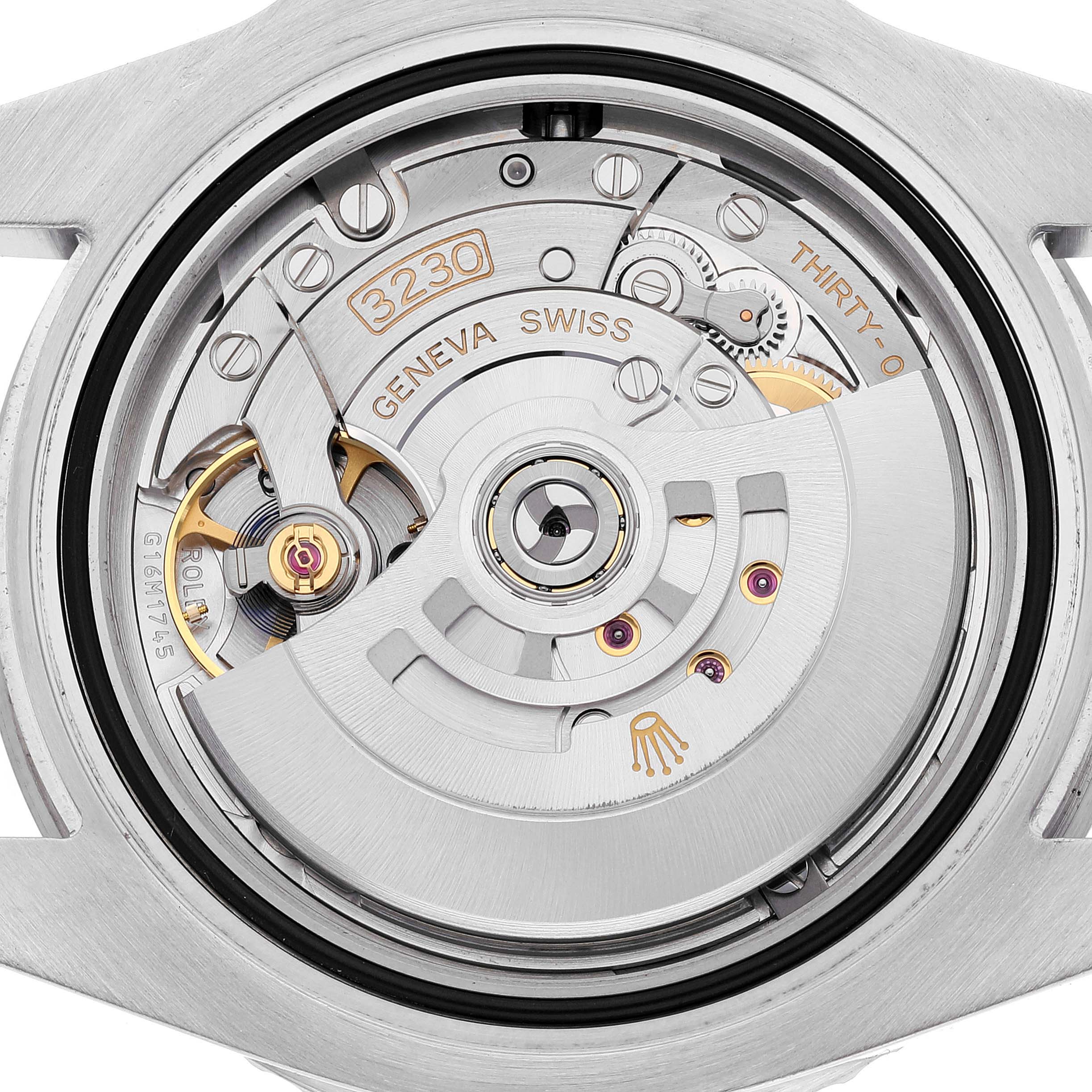 This image shows the back view of the Rolex Submariner 124060 Men
s Stainless Steel Black Dial 124060 Men
s Stainless Steel Black Dial, displaying its internal movement and components.