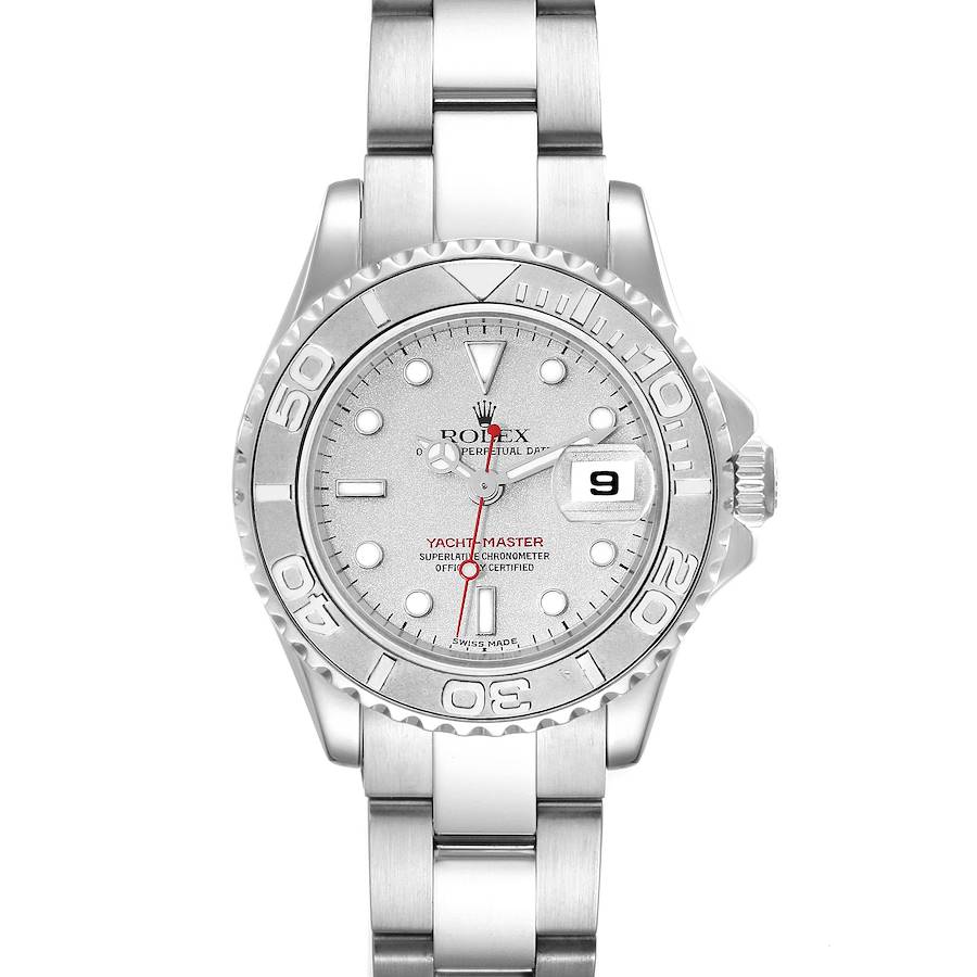 Rolex Yachtmaster 29 Steel Platinum Dial Bezel Ladies Watch 169622 Box Papers SwissWatchExpo