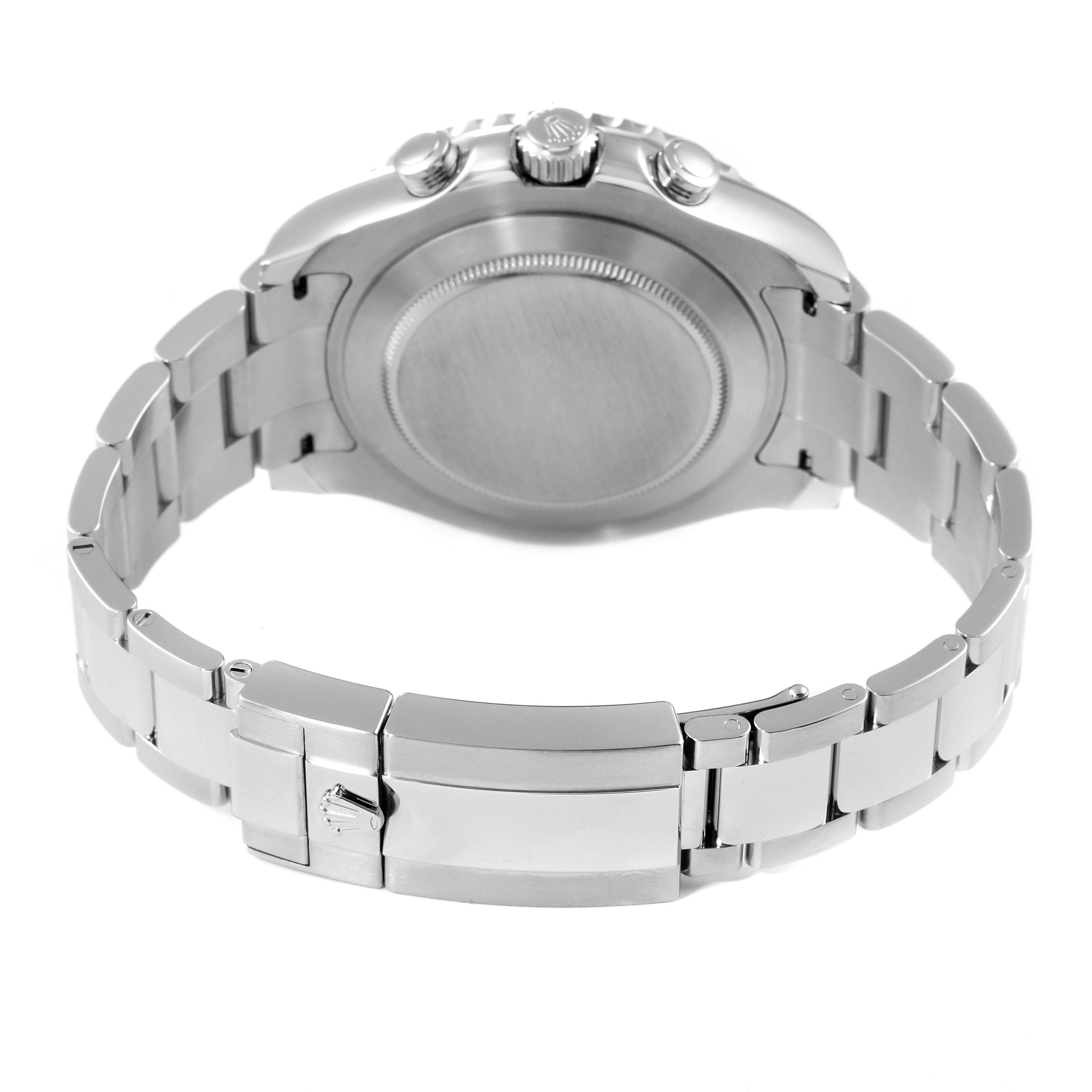 This image shows the rear angle of the Rolex Yacht-Master 116680 Men
s Stainless Steel White Dial 116680 Men
s Stainless Steel White Dial watch, highlighting the caseback, crown, and bracelet clasp.