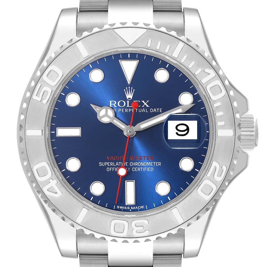 Rolex Yachtmaster Steel Platinum Blue Dial Mens Watch 116622 Box Card SwissWatchExpo