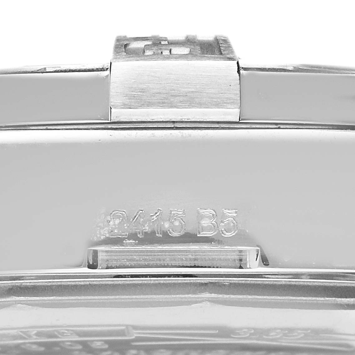 The image shows a close-up of the clasp and part of the bracelet on a Breitling Avenger A3239011/C872 Men's Stainless Steel Blue Dial A3239011/C872 Men's Stainless Steel Blue Dial watch, with engraved details visible.