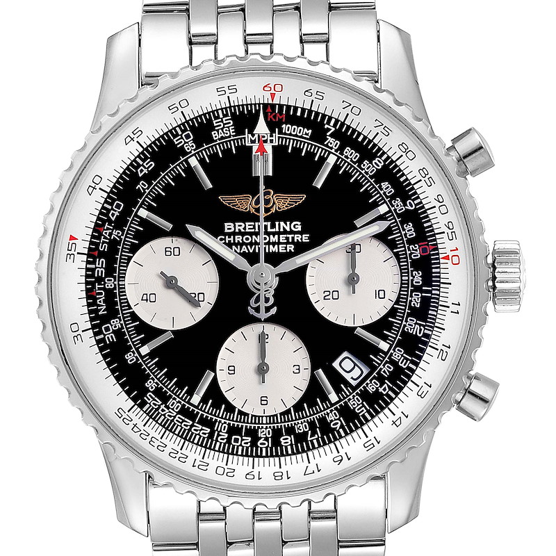 Breitling Navitimer Black Dial Chronograph Steel Mens Watch A23322 SwissWatchExpo