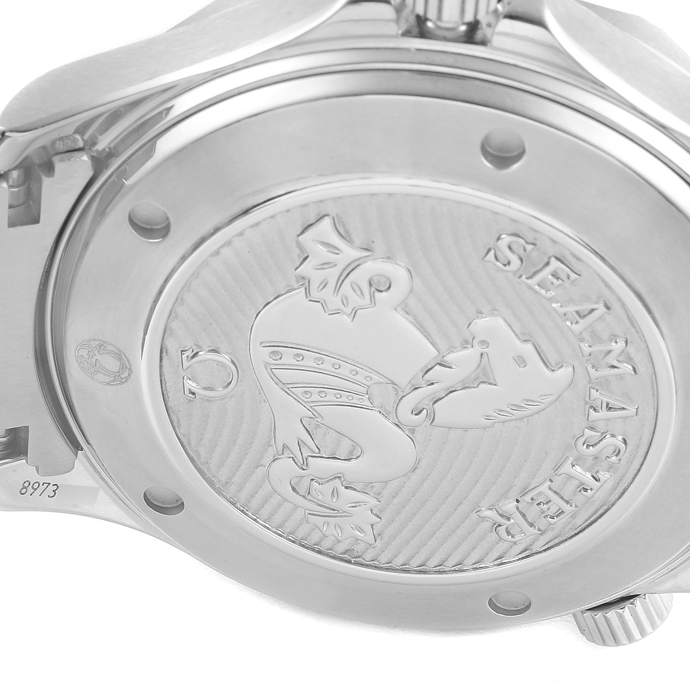 The image shows the case back of an Omega Seamaster 212.30.41.20.03.001 Men's Stainless Steel Blue Dial 212.30.41.20.03.001 Men's Stainless Steel Blue Dial watch, featuring its engraved design and model name.