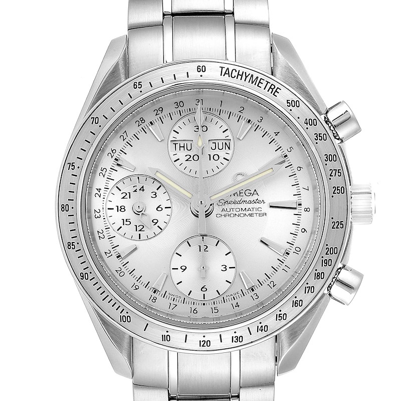 Omega Speedmaster Day Date Chrono Silver Dial Watch 3221.30.00 SwissWatchExpo