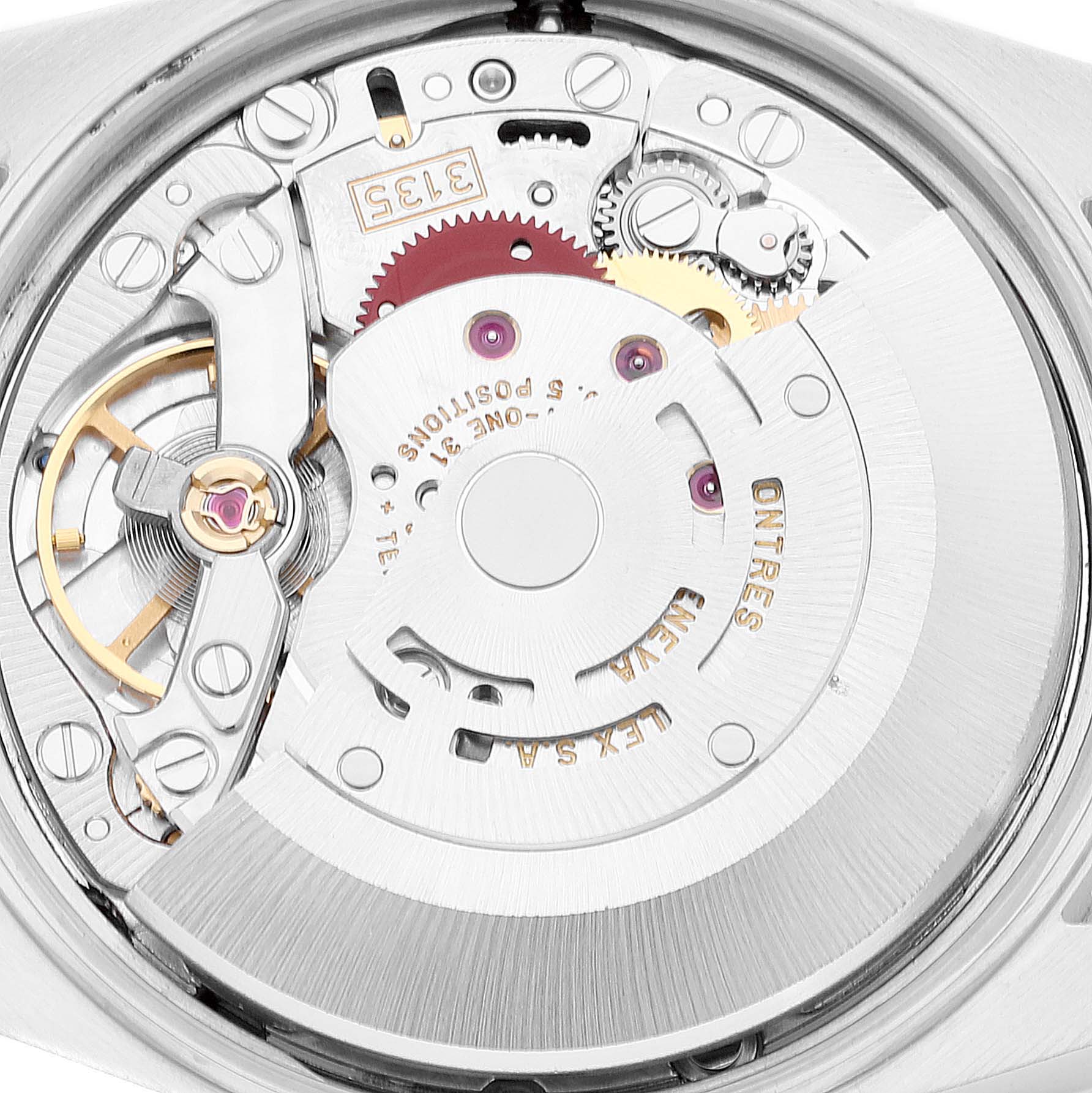 This image shows the inner mechanical movement of a Rolex Date 15210 Men's Stainless Steel White Dial 15210 Men's Stainless Steel White Dial model watch.