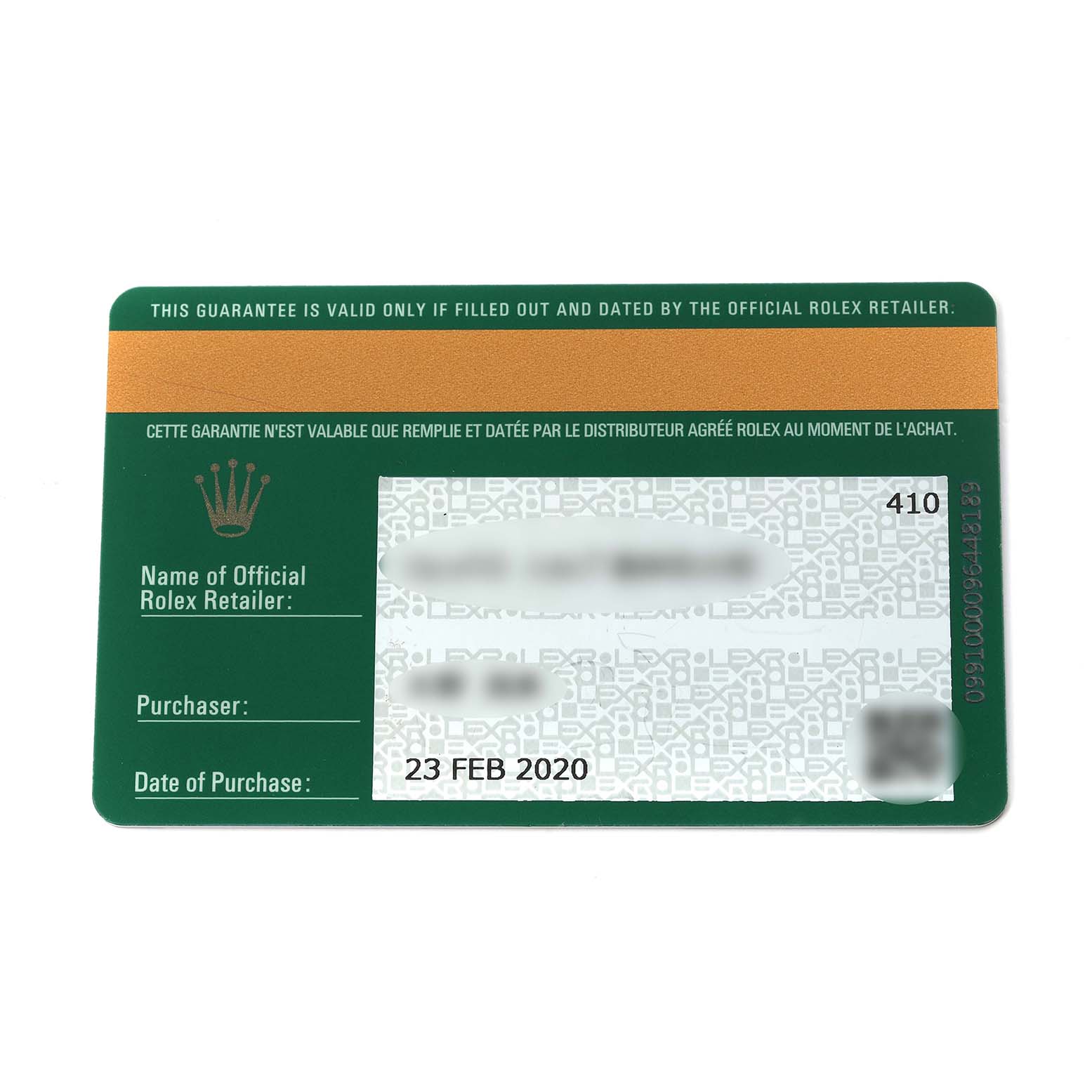 This image shows the Best Quality
ation card for a Rolex Datejust 41 126334 Men
s Stainless Steel Grey Dial 126334 Men
s Stainless Steel Grey Dial, detailing purchase information.