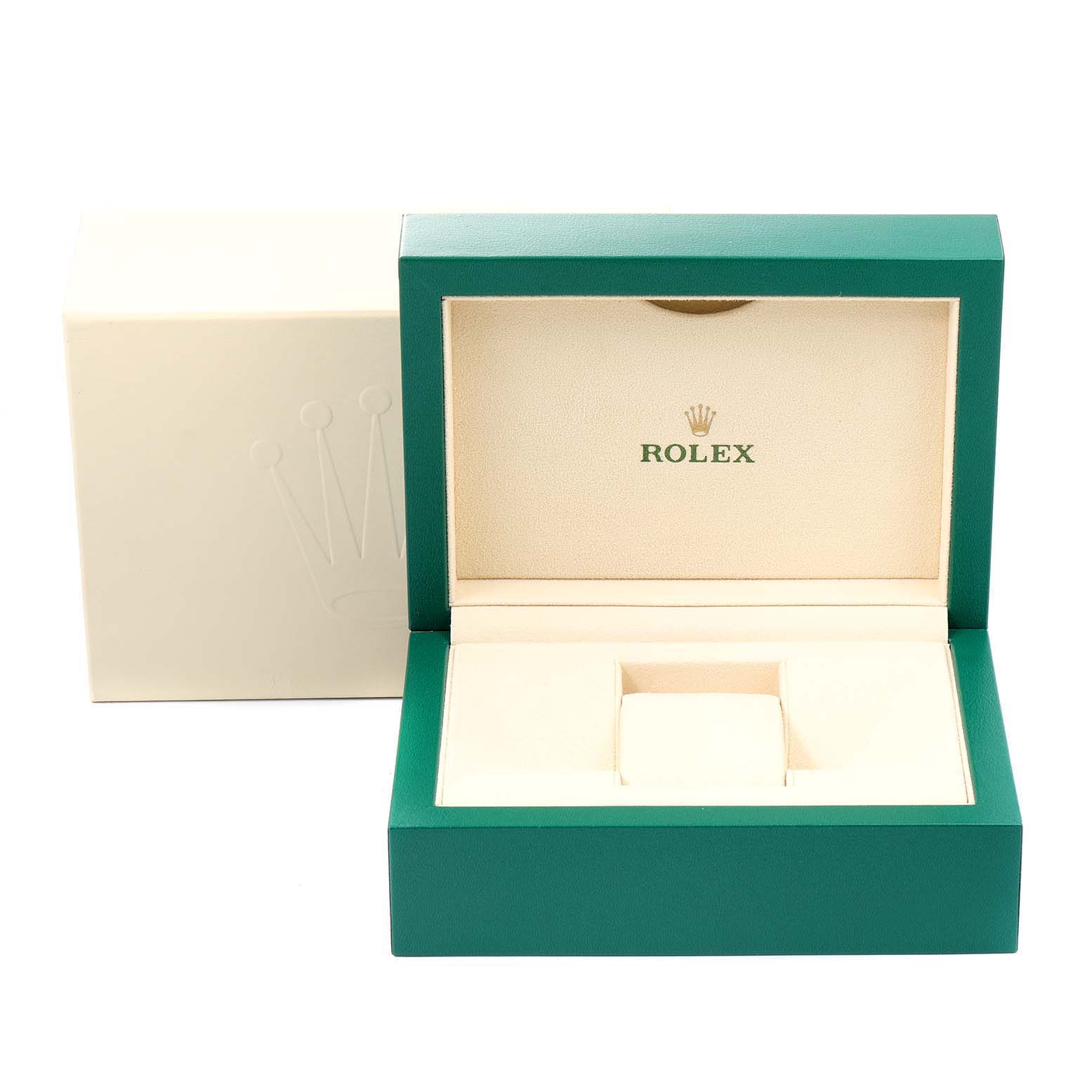 The image shows the open box and outer packaging for a Rolex Datejust 41 116334 Men's Stainless Steel White Dial 116334 Men's Stainless Steel White Dial model watch.