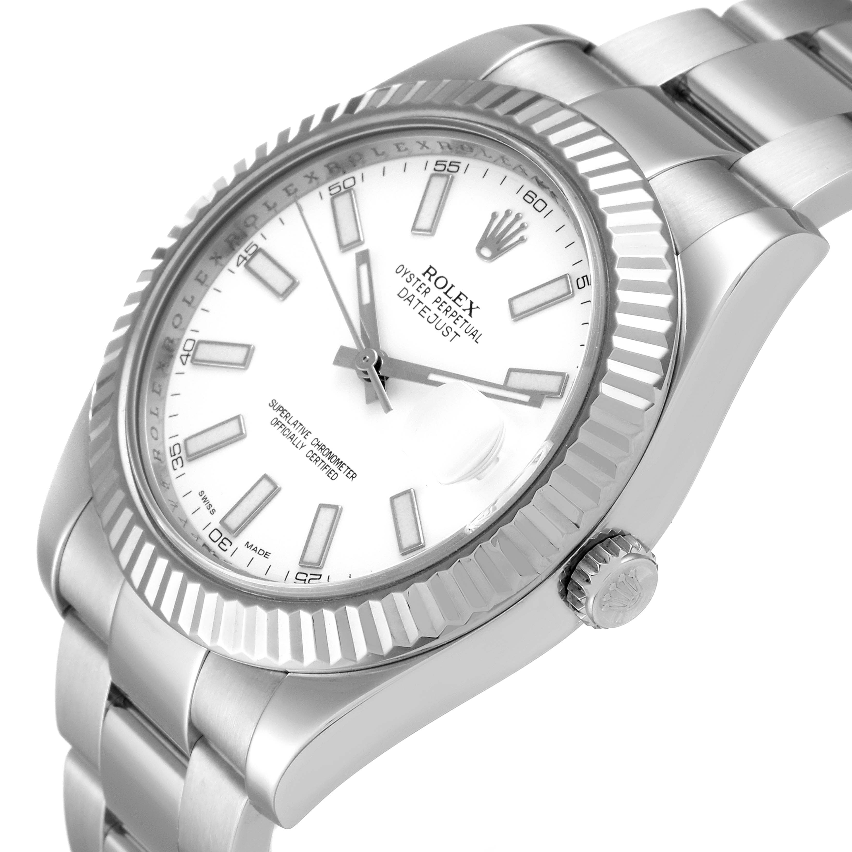 Rolex Datejust II 41mm Steel White Gold Mens Watch 116334 SwissWatchExpo