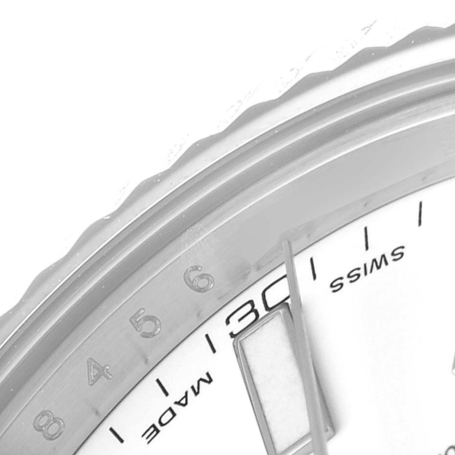 The image shows a close-up of the dial and bezel of a Rolex Datejust 41 116334 Men's Stainless Steel White Dial 116334 Men's Stainless Steel White Dial watch.