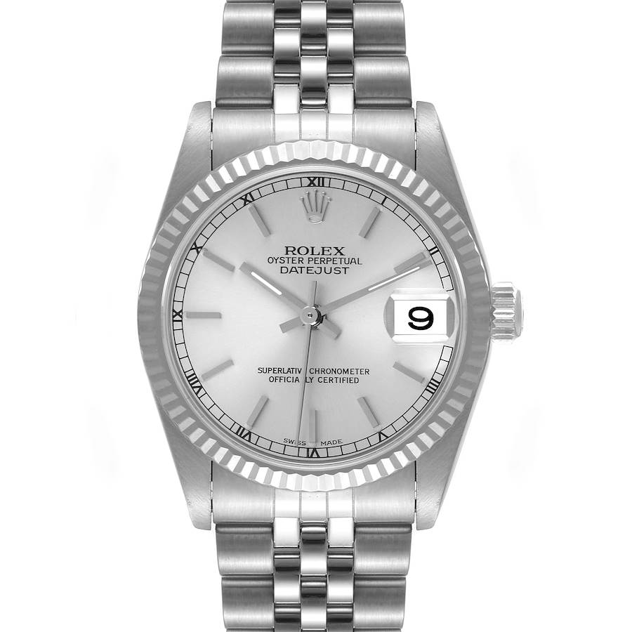 Rolex Datejust Midsize Steel White Gold Silver Dial Watch 78274 Box Papers SwissWatchExpo