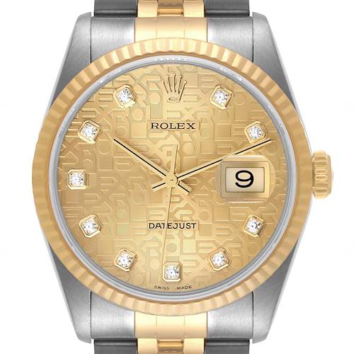 Photo of Rolex Datejust Stainless Steel Yellow Gold Diamond Mens Watch 16233