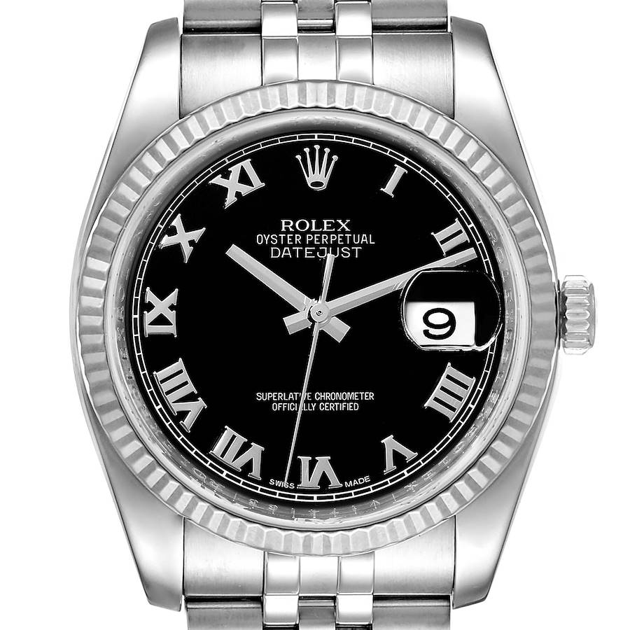 Rolex Datejust Steel 18K White Gold Black Dial Mens Watch 116234 SwissWatchExpo