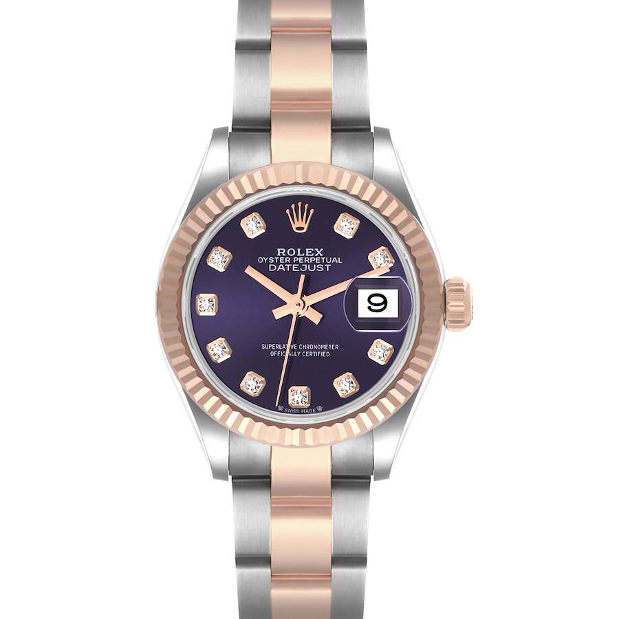 Rolex Datejust Steel Rose Gold Aubergine Diamond Ladies Watch 279171 Unworn SwissWatchExpo