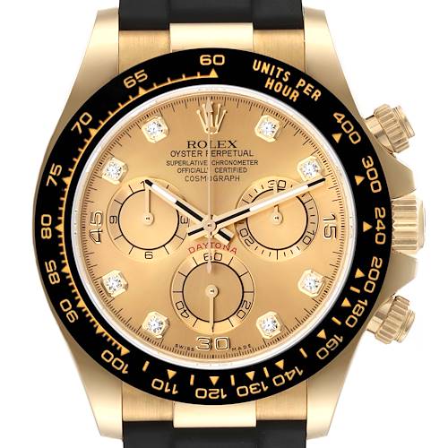 Photo of Rolex Daytona Yellow Gold Diamond Dial Ceramic Bezel Mens Watch 116518 Unworn