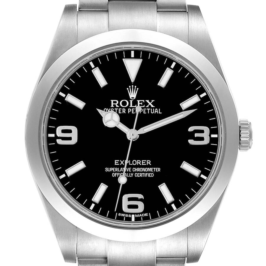 Rolex Explorer I 39mm Black Dial Steel Mens Watch 214270 Box Card SwissWatchExpo