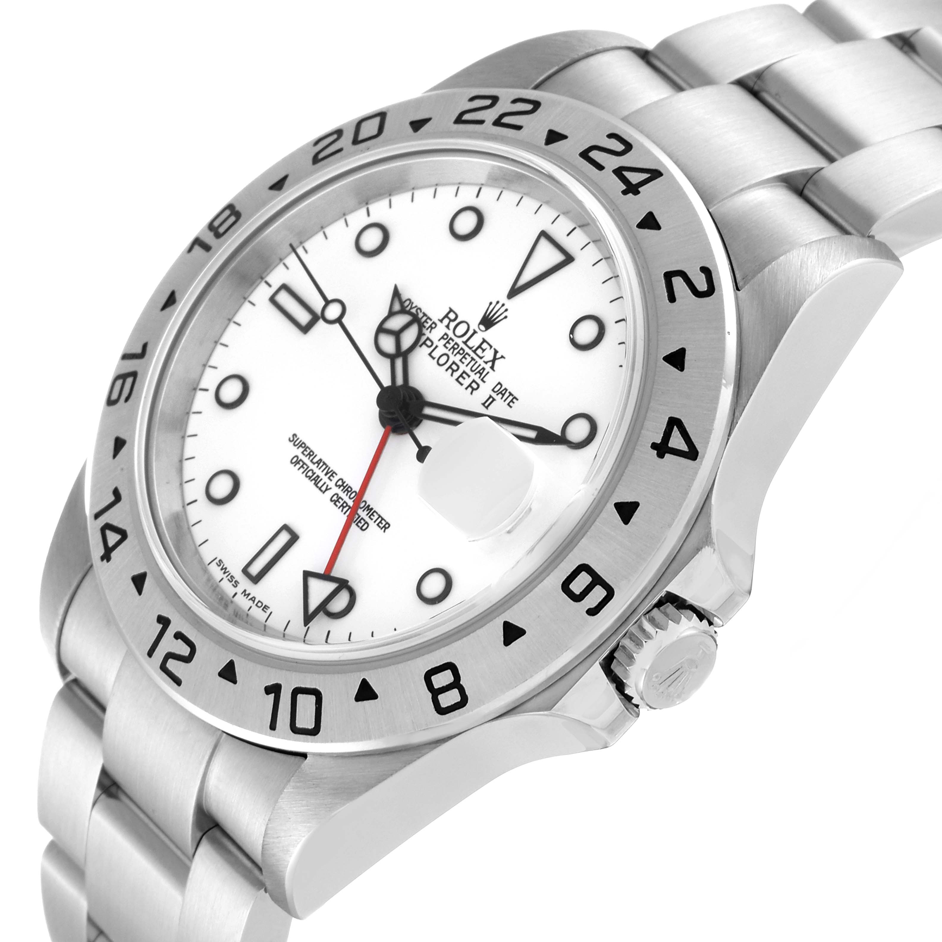 This image shows a Rolex Explorer 16570 Men's Stainless Steel White Dial 16570 Men's Stainless Steel White Dial watch from a front angled view, highlighting the dial, bezel, and part of the bracelet.