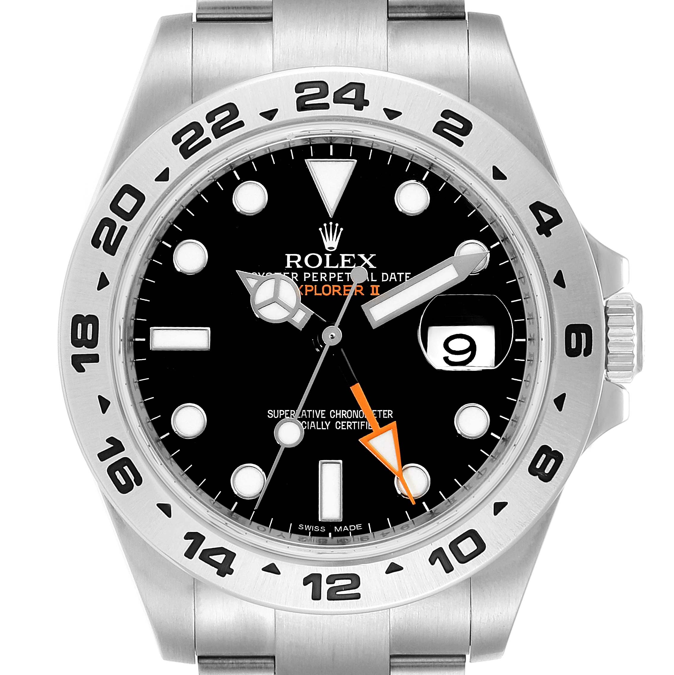 The image shows a front view of a Rolex Explorer 216570 Men's Stainless Steel Black Dial 216570 Men's Stainless Steel Black Dial watch, showcasing the dial, bezel, hands, date window, and part of the bracelet.