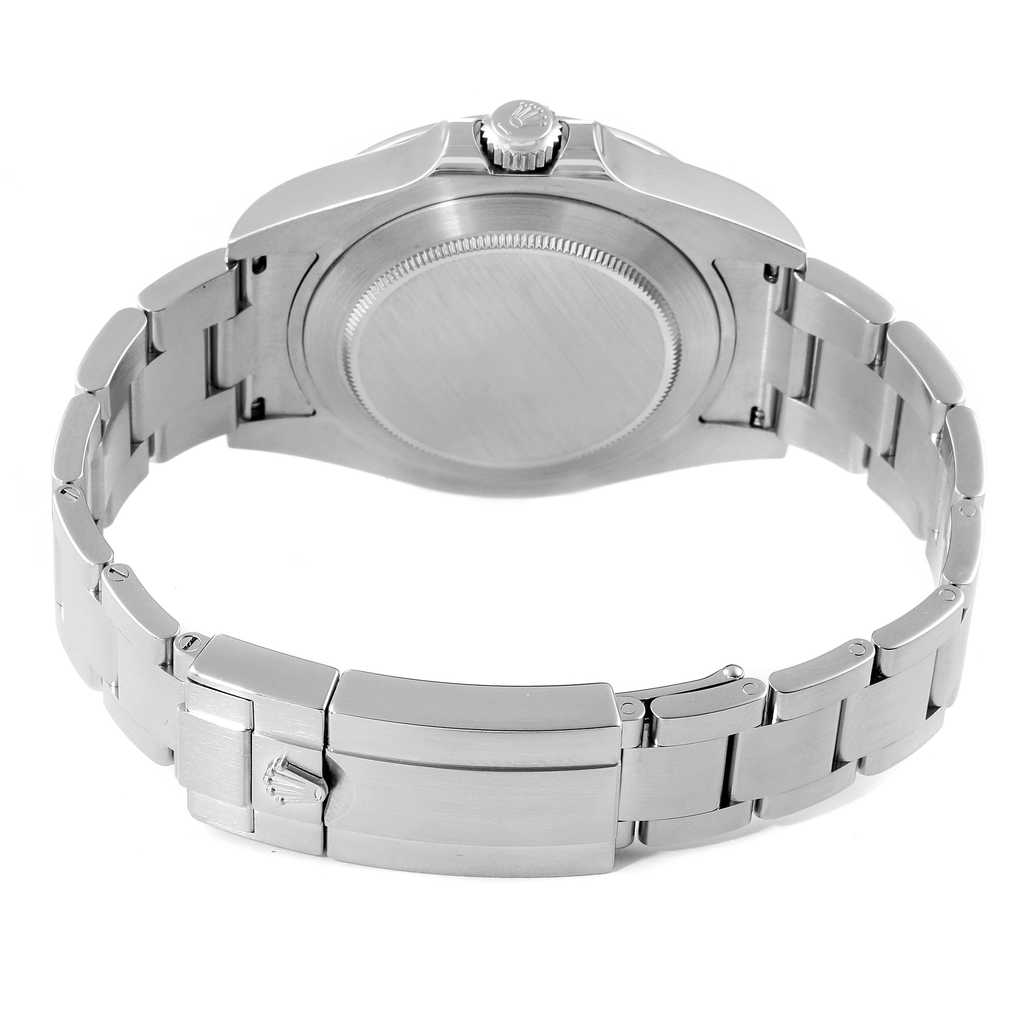 The image shows the back case and bracelet of a Rolex Explorer 216570 Men's Stainless Steel Black Dial 216570 Men's Stainless Steel Black Dial watch from a rear angle.