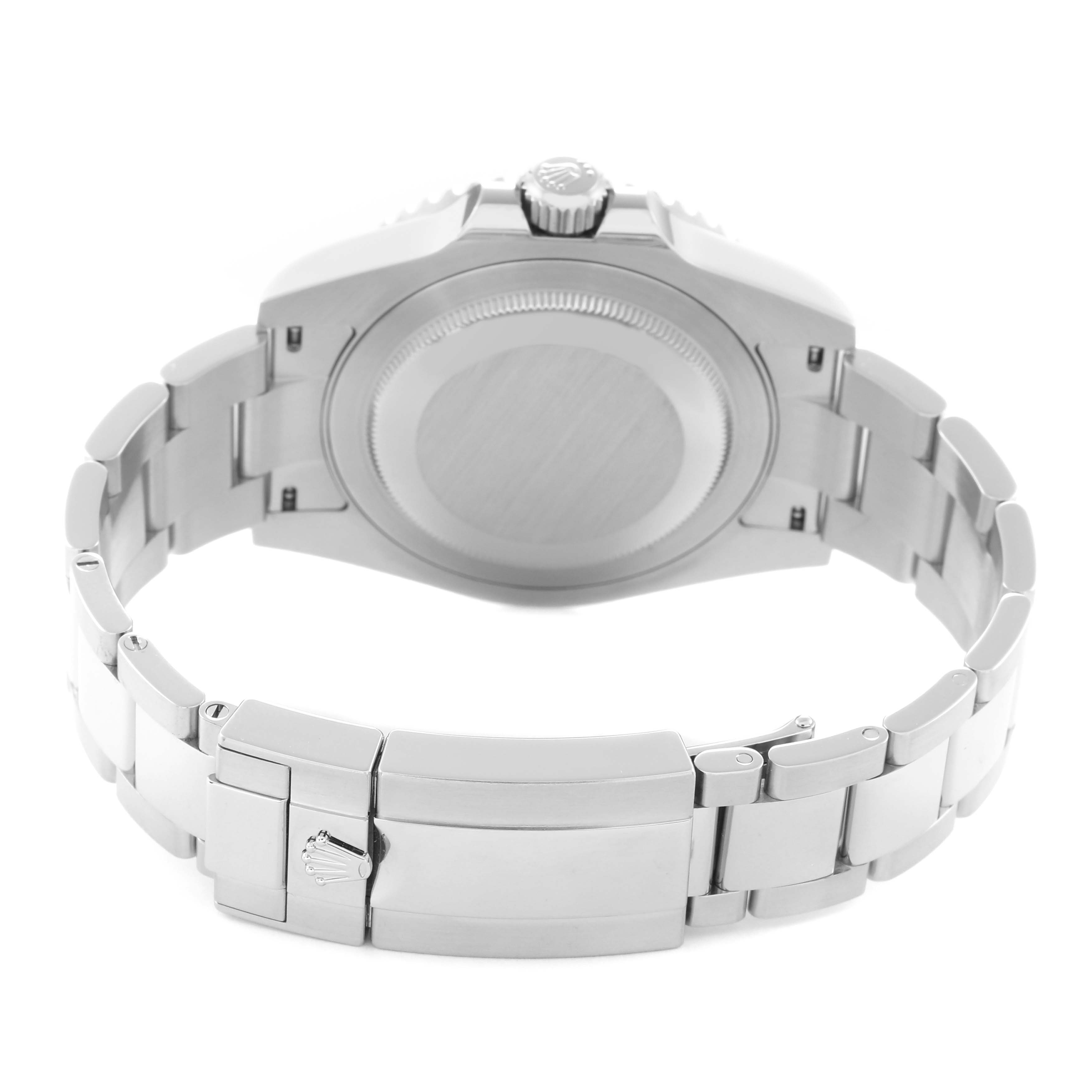 The image shows the back and clasp of a Rolex GMT-Master 126710BLRO Men
s Stainless Steel Black Dial 126710BLRO Men
s Stainless Steel Black Dial watch, highlighting the bracelet and case back.