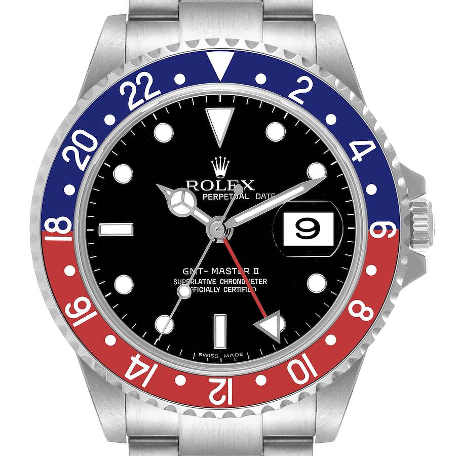 Rolex GMT Master II Pepsi Bezel Steel Mens Watch 16710 Box Papers SwissWatchExpo