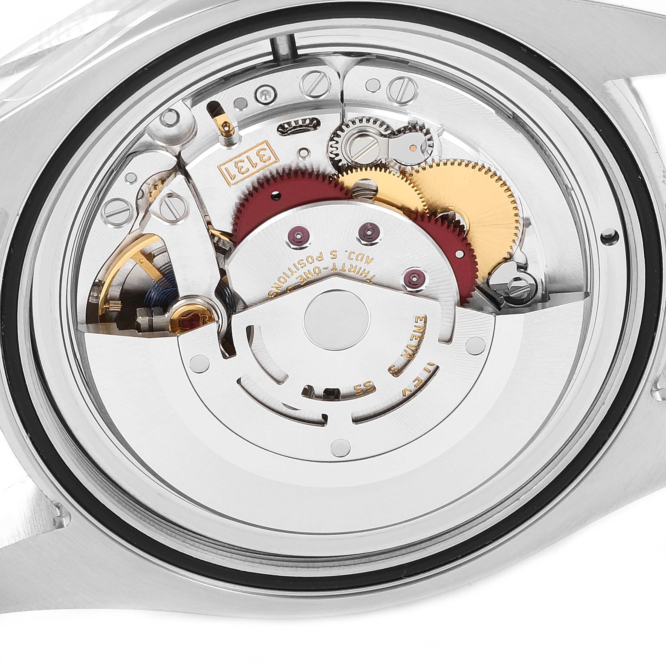 The image shows the movement mechanism of a Rolex Milgauss 116400V Men's Stainless Steel Black Dial 116400V Men's Stainless Steel Black Dial watch from a back view angle.