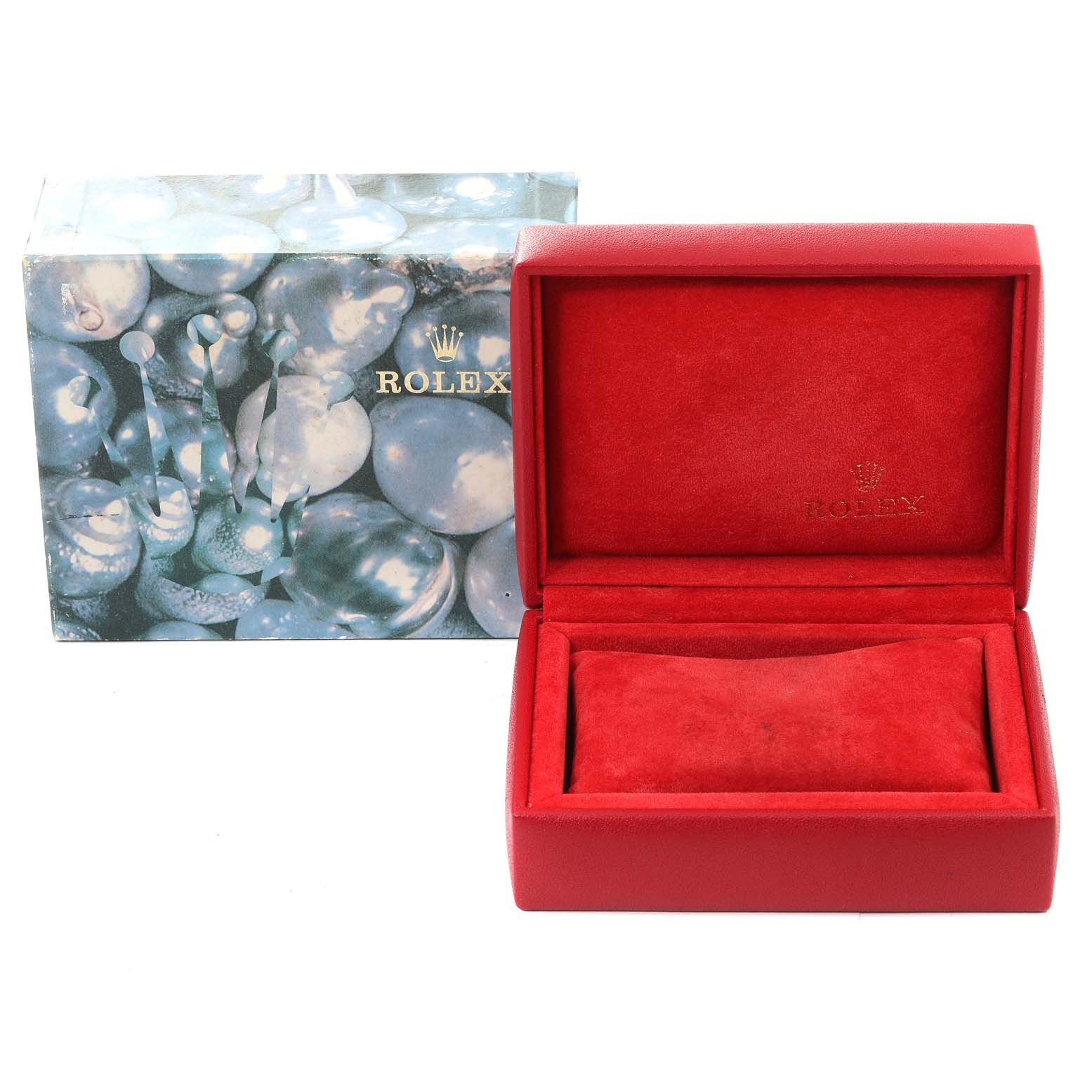 The image shows the empty box and outer packaging for a Rolex President 69178 Women
s Yellow Gold Champagne Dial 69178 Women
s Yellow Gold Champagne Dial model watch.